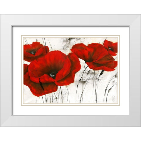 Pavot d hiver V White Modern Wood Framed Art Print with Double Matting by Zacher-Finet, Isabelle