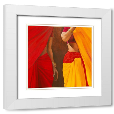 Drapees White Modern Wood Framed Art Print with Double Matting by Cazal, Cedric