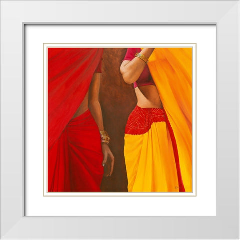 Drapees White Modern Wood Framed Art Print with Double Matting by Cazal, Cedric