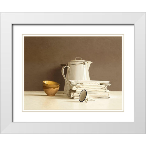 White Can and white Cloths White Modern Wood Framed Art Print with Double Matting by de Bont, Willem