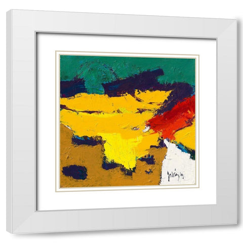 Yellow Plains White Modern Wood Framed Art Print with Double Matting by van den Berg, Jos