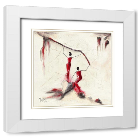 Escalade du Coeur White Modern Wood Framed Art Print with Double Matting by Marso