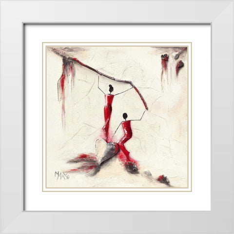 Escalade du Coeur White Modern Wood Framed Art Print with Double Matting by Marso
