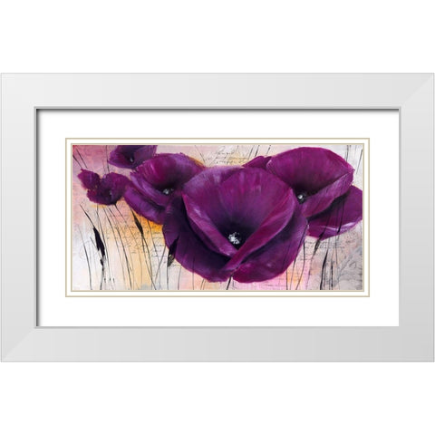 Pavot violet II White Modern Wood Framed Art Print with Double Matting by Zacher-Finet, Isabelle