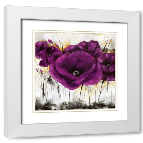 Pavot violet III White Modern Wood Framed Art Print with Double Matting by Zacher-Finet, Isabelle