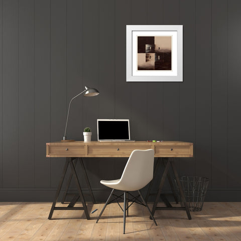 Sens et non sens I White Modern Wood Framed Art Print with Double Matting by Becam, Carole