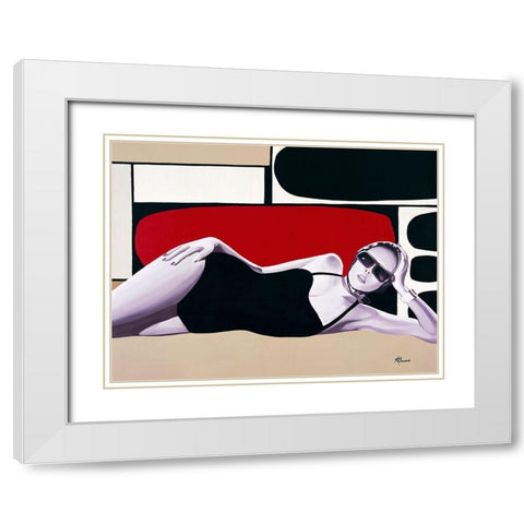 Femme Maillot de bain White Modern Wood Framed Art Print with Double Matting by Bernard, Anne
