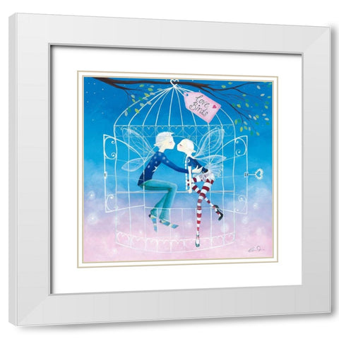 Love Birds White Modern Wood Framed Art Print with Double Matting by McFaul, Lorrie