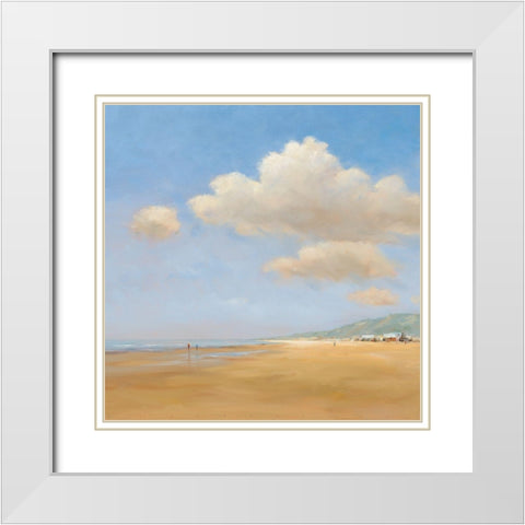 Strandwandeling White Modern Wood Framed Art Print with Double Matting by Groenhart, Jan