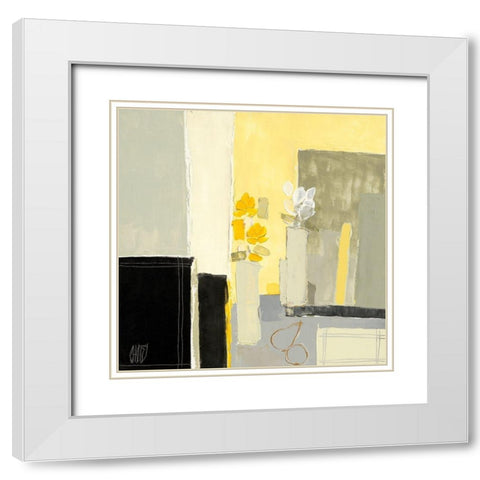 Tulipes blanches et roses jaunes White Modern Wood Framed Art Print with Double Matting by Choisy, Christian