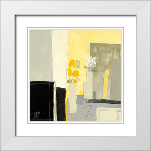 Tulipes blanches et roses jaunes White Modern Wood Framed Art Print with Double Matting by Choisy, Christian