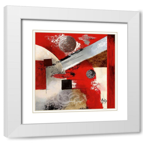 evolution planetaire II White Modern Wood Framed Art Print with Double Matting by Jadis