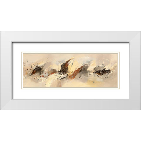 Farandole II White Modern Wood Framed Art Print with Double Matting by Ball, Veronique