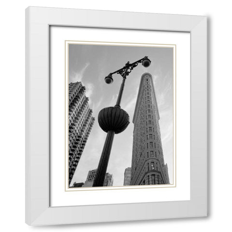 New York Flatiron I White Modern Wood Framed Art Print with Double Matting by Butcher, Dave