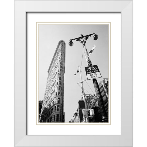 New York Flatiron II White Modern Wood Framed Art Print with Double Matting by Butcher, Dave