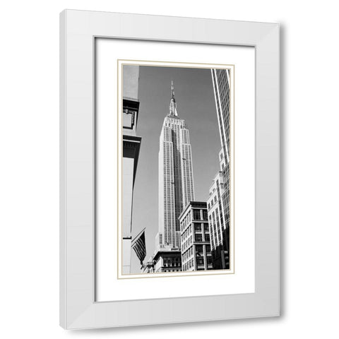 Empire State Building White Modern Wood Framed Art Print with Double Matting by Butcher, Dave