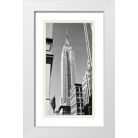 Empire State Building White Modern Wood Framed Art Print with Double Matting by Butcher, Dave
