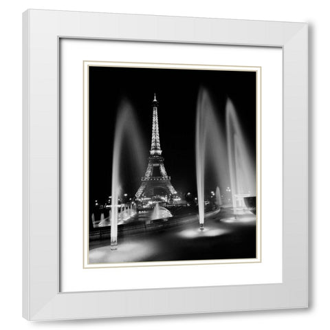 Eiffel Tower Fountains White Modern Wood Framed Art Print with Double Matting by Butcher, Dave