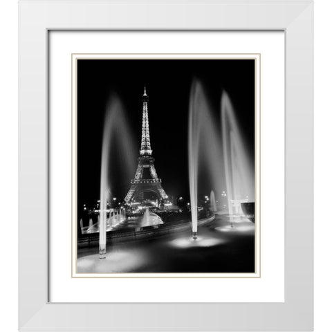 Eiffel Tower Fountains White Modern Wood Framed Art Print with Double Matting by Butcher, Dave