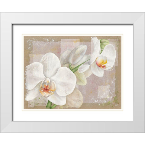 Orchidee White Modern Wood Framed Art Print with Double Matting by Cadoret, Virginie
