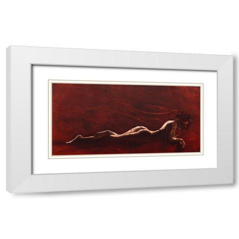 Henna III White Modern Wood Framed Art Print with Double Matting by Cazal, Cedric