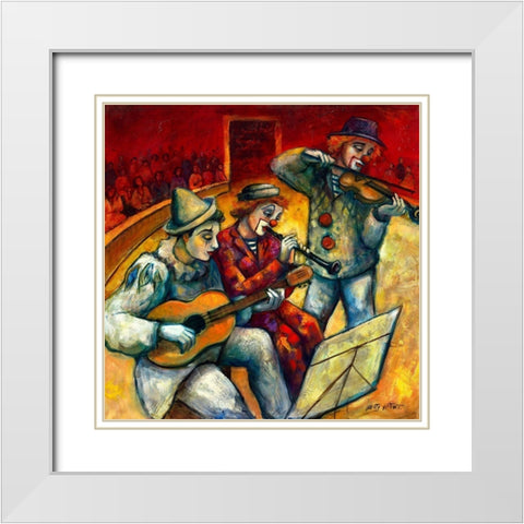 Les clowns musiciens White Modern Wood Framed Art Print with Double Matting by Wittwe, Betty