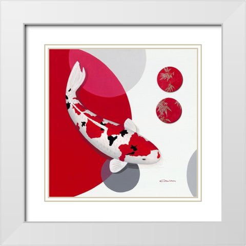 Red Bamboo Sanke White Modern Wood Framed Art Print with Double Matting by Gruhn, Nicole