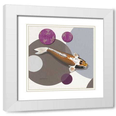 Koi Vio Spots I White Modern Wood Framed Art Print with Double Matting by Gruhn, Nicole