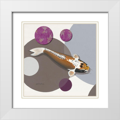 Koi Vio Spots I White Modern Wood Framed Art Print with Double Matting by Gruhn, Nicole