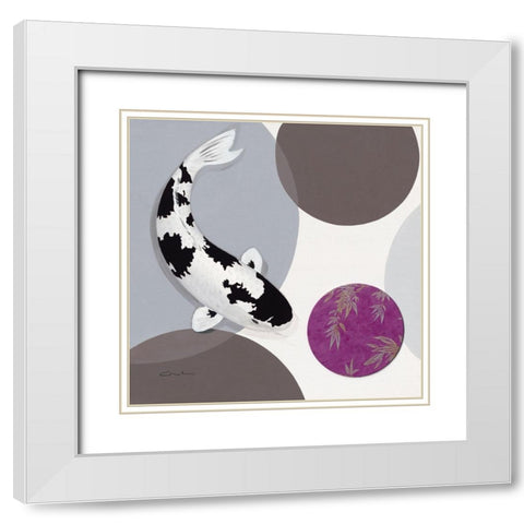 Koi Vio Spots II White Modern Wood Framed Art Print with Double Matting by Gruhn, Nicole