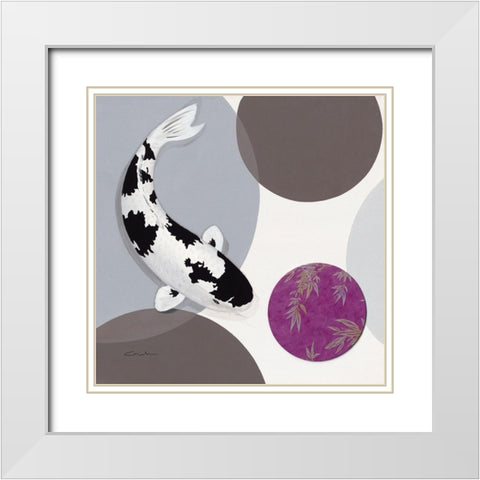 Koi Vio Spots II White Modern Wood Framed Art Print with Double Matting by Gruhn, Nicole