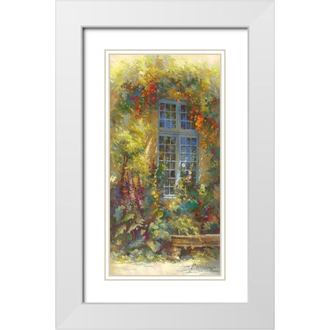 Jeu de fleurs White Modern Wood Framed Art Print with Double Matting by Messely, Johan