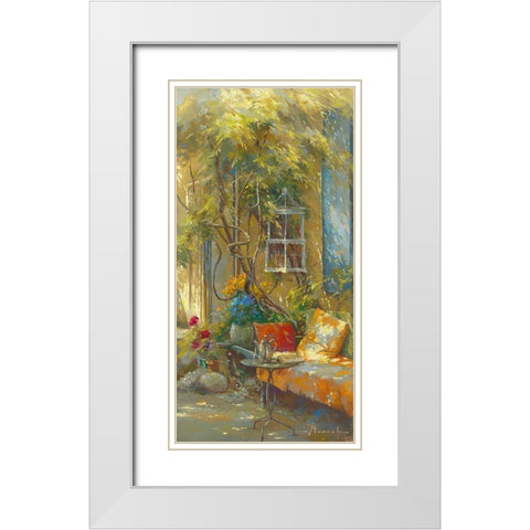 A l heure du the White Modern Wood Framed Art Print with Double Matting by Messely, Johan