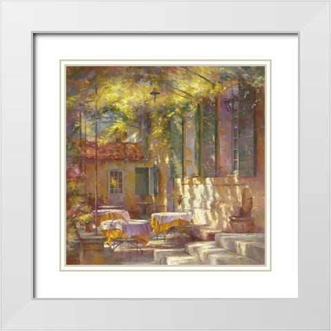 A l ombre de la terrasse White Modern Wood Framed Art Print with Double Matting by Messely, Johan