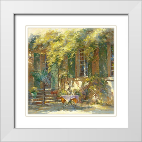 La terrasse du chateau White Modern Wood Framed Art Print with Double Matting by Messely, Johan