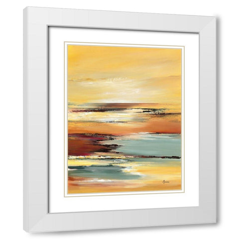Horizon sur l etang I White Modern Wood Framed Art Print with Double Matting by Manero, Annie
