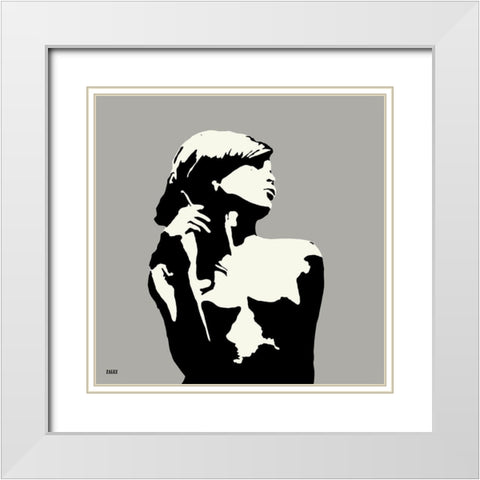 Nel Smoke White Modern Wood Framed Art Print with Double Matting by Zalez