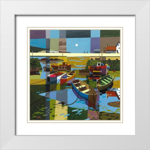 Harbour White Modern Wood Framed Art Print with Double Matting by James, David