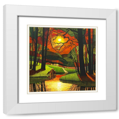 Evening Light White Modern Wood Framed Art Print with Double Matting by James, David