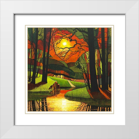 Evening Light White Modern Wood Framed Art Print with Double Matting by James, David