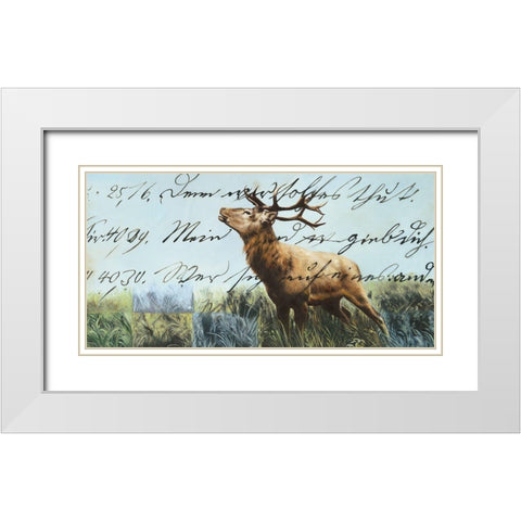 Hirsch II White Modern Wood Framed Art Print with Double Matting by Shirin Donia