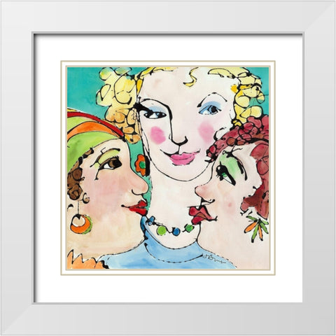Conversation White Modern Wood Framed Art Print with Double Matting by Burt, Jane