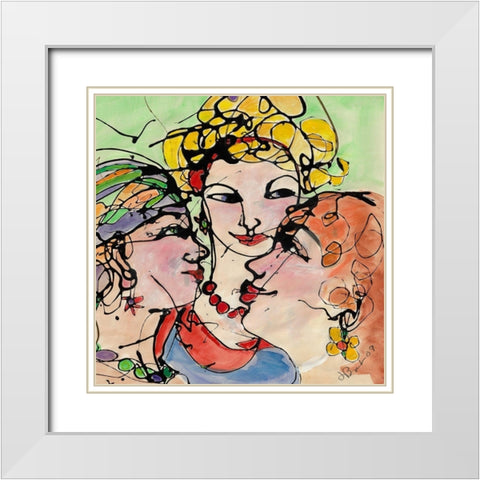 The Chat Room White Modern Wood Framed Art Print with Double Matting by Burt, Jane