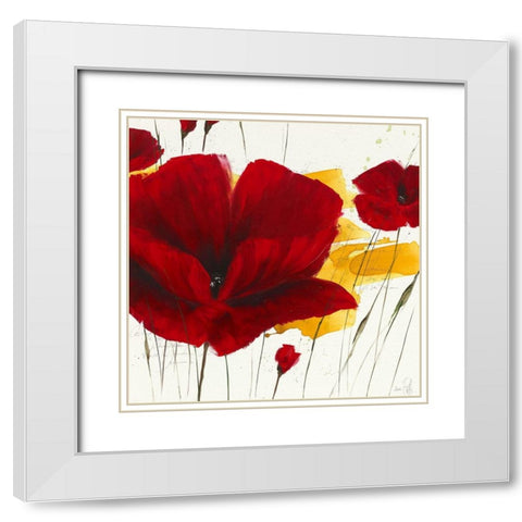 Liberte fleurie II White Modern Wood Framed Art Print with Double Matting by Zacher-Finet, Isabelle