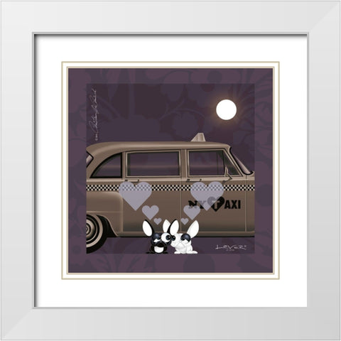 Lover by Lover - New York by Night White Modern Wood Framed Art Print with Double Matting by De Coninck, Christiaan