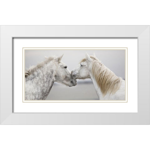 The First Kiss White Modern Wood Framed Art Print with Double Matting by Llovet, Jorge
