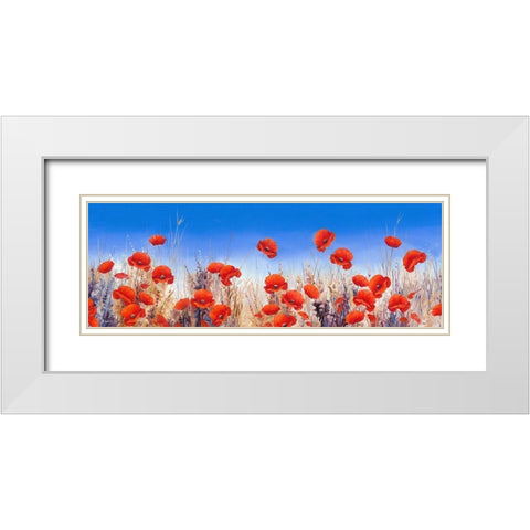 Poppy Landscape White Modern Wood Framed Art Print with Double Matting by Mayes, Hilary