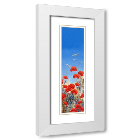 Summer Poppies II White Modern Wood Framed Art Print with Double Matting by Mayes, Hilary