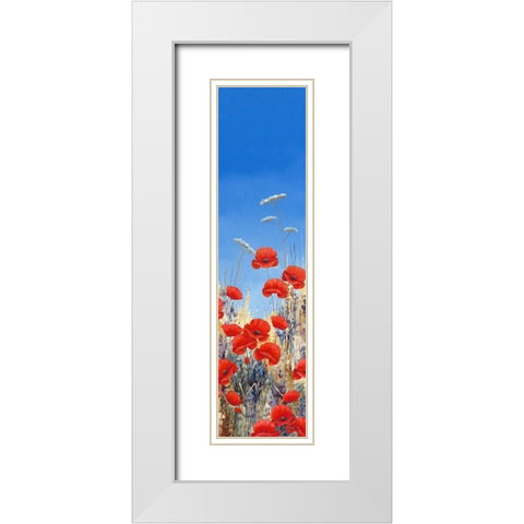 Summer Poppies II White Modern Wood Framed Art Print with Double Matting by Mayes, Hilary
