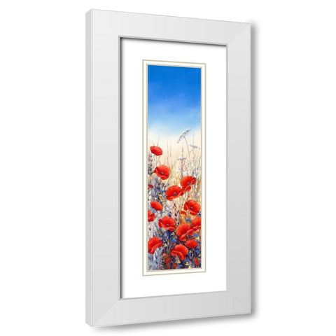 Poppy Field II White Modern Wood Framed Art Print with Double Matting by Mayes, Hilary